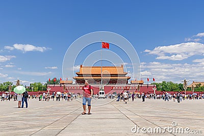 Visitors on a sunny Tiananmen Square, Beijing, China Editorial Stock Photo